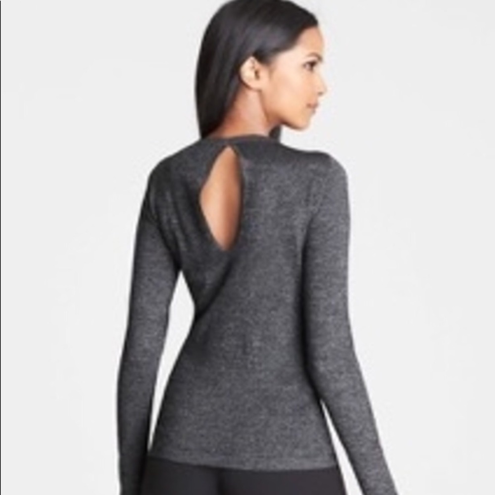 New w/Tags Ann Taylor Grey KEYHOLE BACK SWEATER - Picture 2 of 2